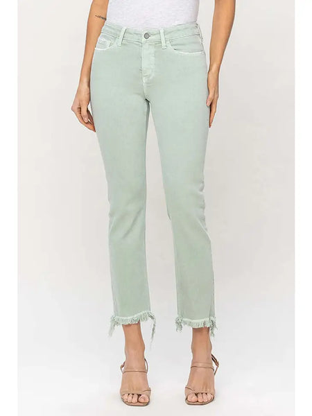 Vervet Mid Rise Crop Straight Jeans - Mint-K. Ellis Boutique