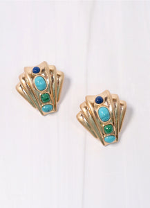 Honolulu Stone Shell Earring Turquoise-K. Ellis Boutique