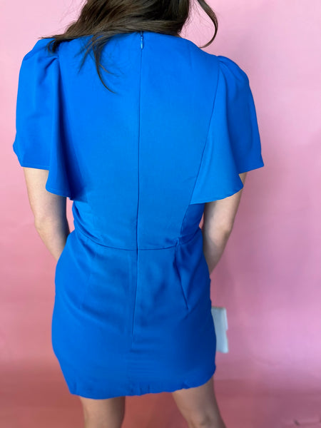 Solid Round Neck Mini Dress - Blue-K. Ellis Boutique