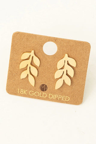 Mini Leafy Branch Stud Earring - Gold-K. Ellis Boutique