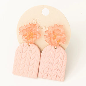 Floral Polymer Clay Drop Earrings - Pink-K. Ellis Boutique