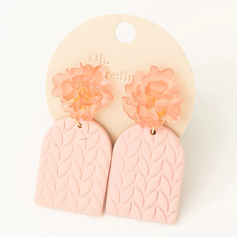 Floral Polymer Clay Drop Earrings - Pink-K. Ellis Boutique