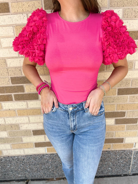 3D Floral Bodysuit - Pink-K. Ellis Boutique