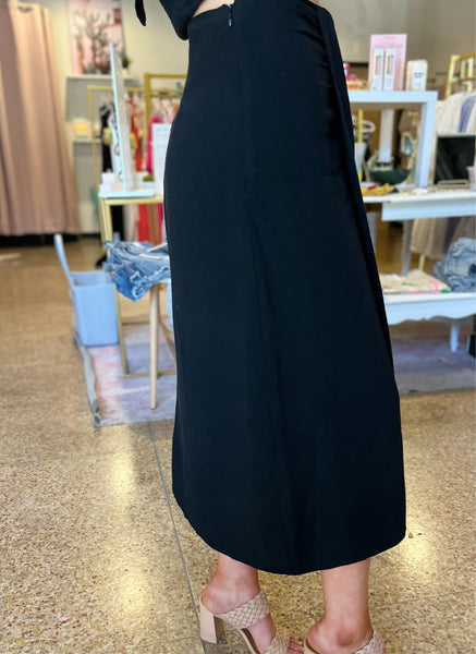 Front Slit Midi Skirt - Black-K. Ellis Boutique