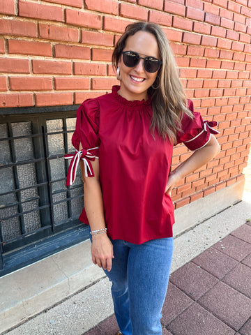 Solid Mock Neck Top - Crimson-K. Ellis Boutique