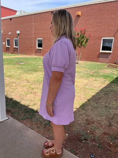 Textured Open Collar Dress-Lavender-K. Ellis Boutique