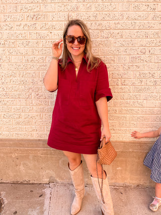 Lily Pocket Mini- Burgundy-Mini Dress-K. Ellis Boutique