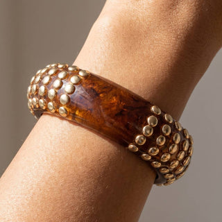 Marbled Bangle With Beaded Stud Rows: SA-Bracelet-K. Ellis Boutique