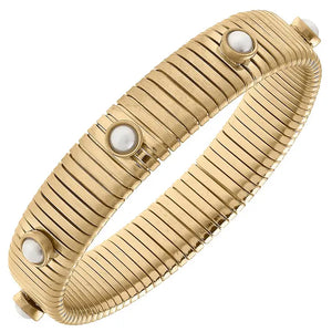 Winston Pearl Watchband Bangle - Gold-K. Ellis Boutique