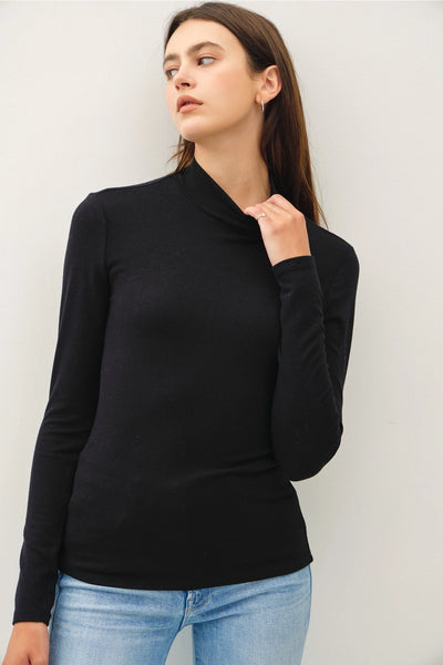 Turtle Neck Knit Top-Black-K. Ellis Boutique