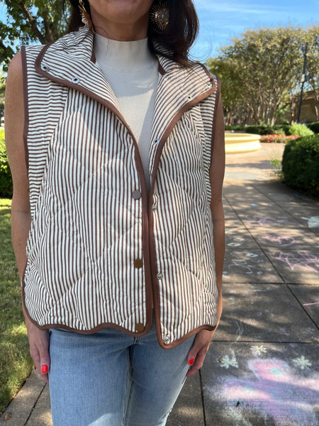 Striped Oversize Diamond Quilted- Brown-K. Ellis Boutique