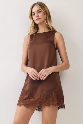 Cocoa Lace Mini Dress-Mini Dress-K. Ellis Boutique