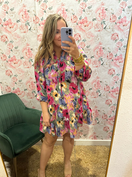 Floral Tiered Mini Dress - Orchid Multi-K. Ellis Boutique