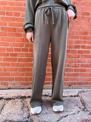 Brushed Modal Pant Set- Dark Olive-Set-K. Ellis Boutique