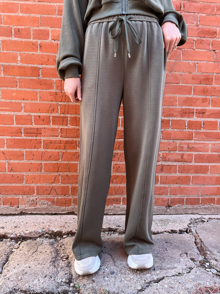 Brushed Modal Pant Set- Dark Olive-K. Ellis Boutique