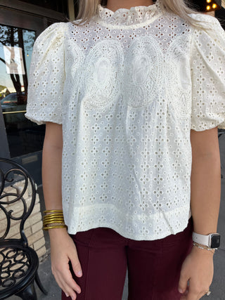 Eleanor Eyelet Top-Short Sleeve Top-K. Ellis Boutique