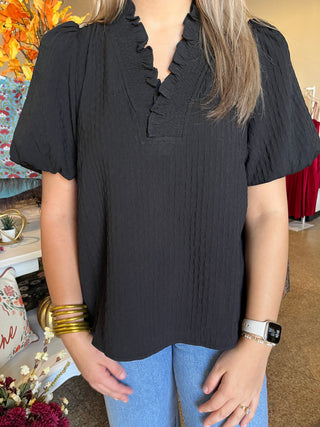 Camille Ruffle Top-Short Sleeve Top-K. Ellis Boutique