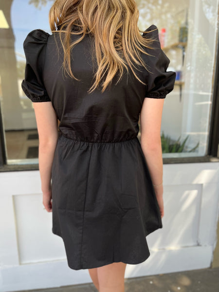 Collared Mini Dress - Black-K. Ellis Boutique