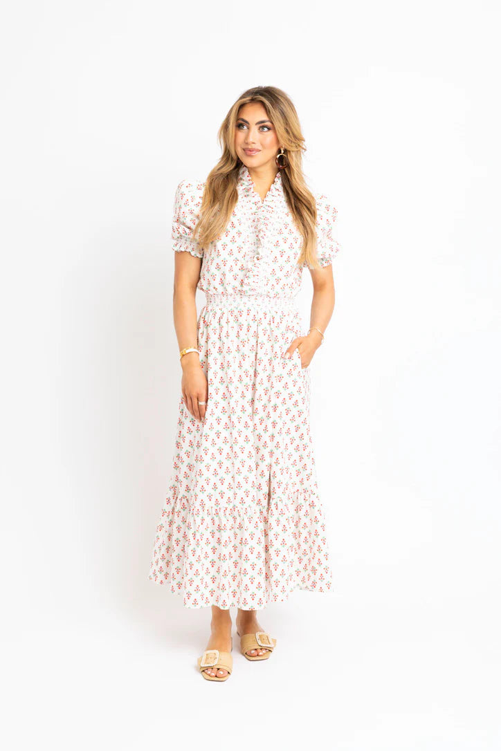 Digital Floral Ruffle Smock Maxi Dress- Karlie-K. Ellis Boutique