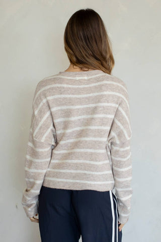 Cabana Striped Cardigan- BEIGE-Cardigans-K. Ellis Boutique