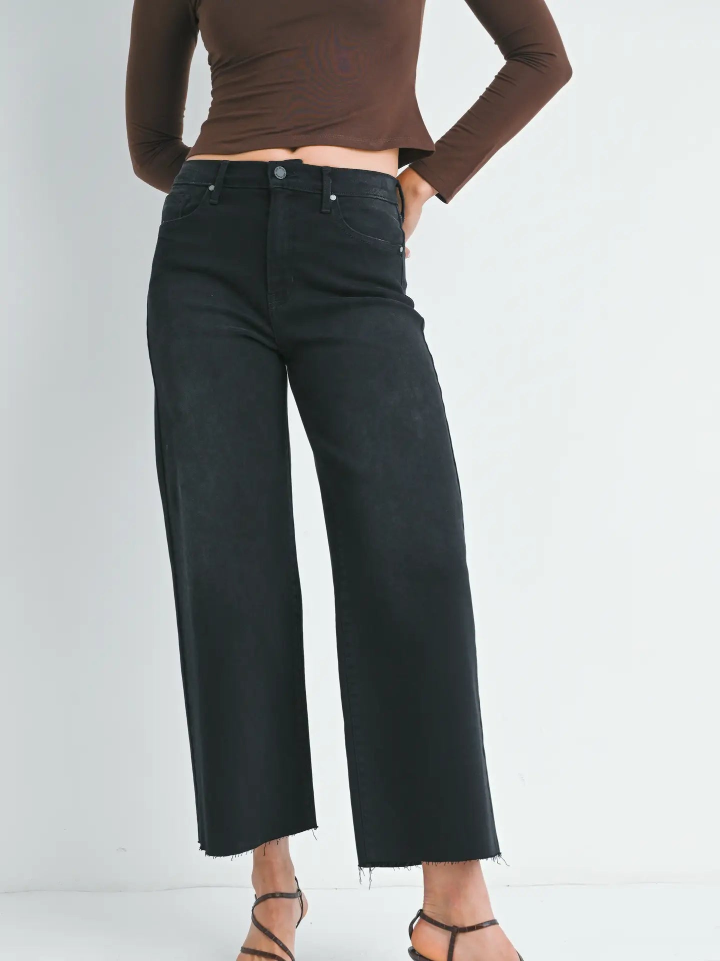 Just Black- Scissor Cut Wide Leg Denim- Black-K. Ellis Boutique