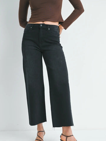 Just Black- Scissor Cut Wide Leg Denim- Black-K. Ellis Boutique