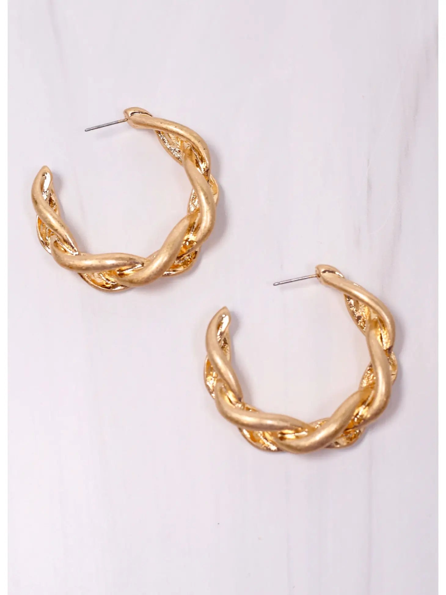 Corley Twisted Hoop Earring Matte Gold-K. Ellis Boutique