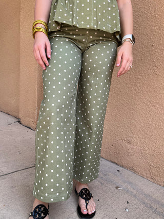 Olive Dot Wide Leg Pants-Other Denim-K. Ellis Boutique