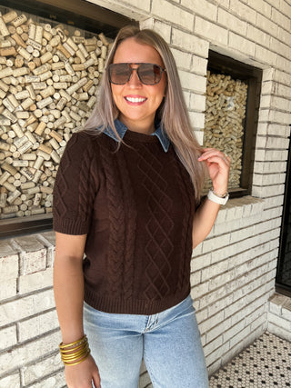 Denim Detail Sweater-Sweater-K. Ellis Boutique