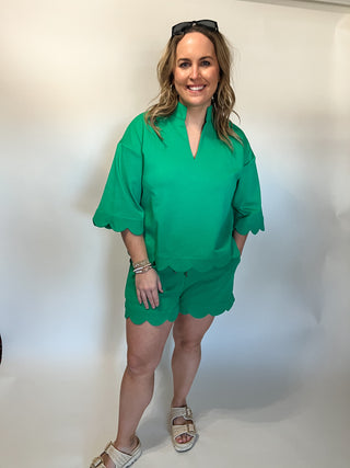 Scallop Amy Set- Green-K. Ellis Boutique