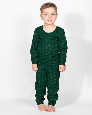 Woodsy Deer Long Sleeve Christmas Pajamas- Kids-K. Ellis Boutique