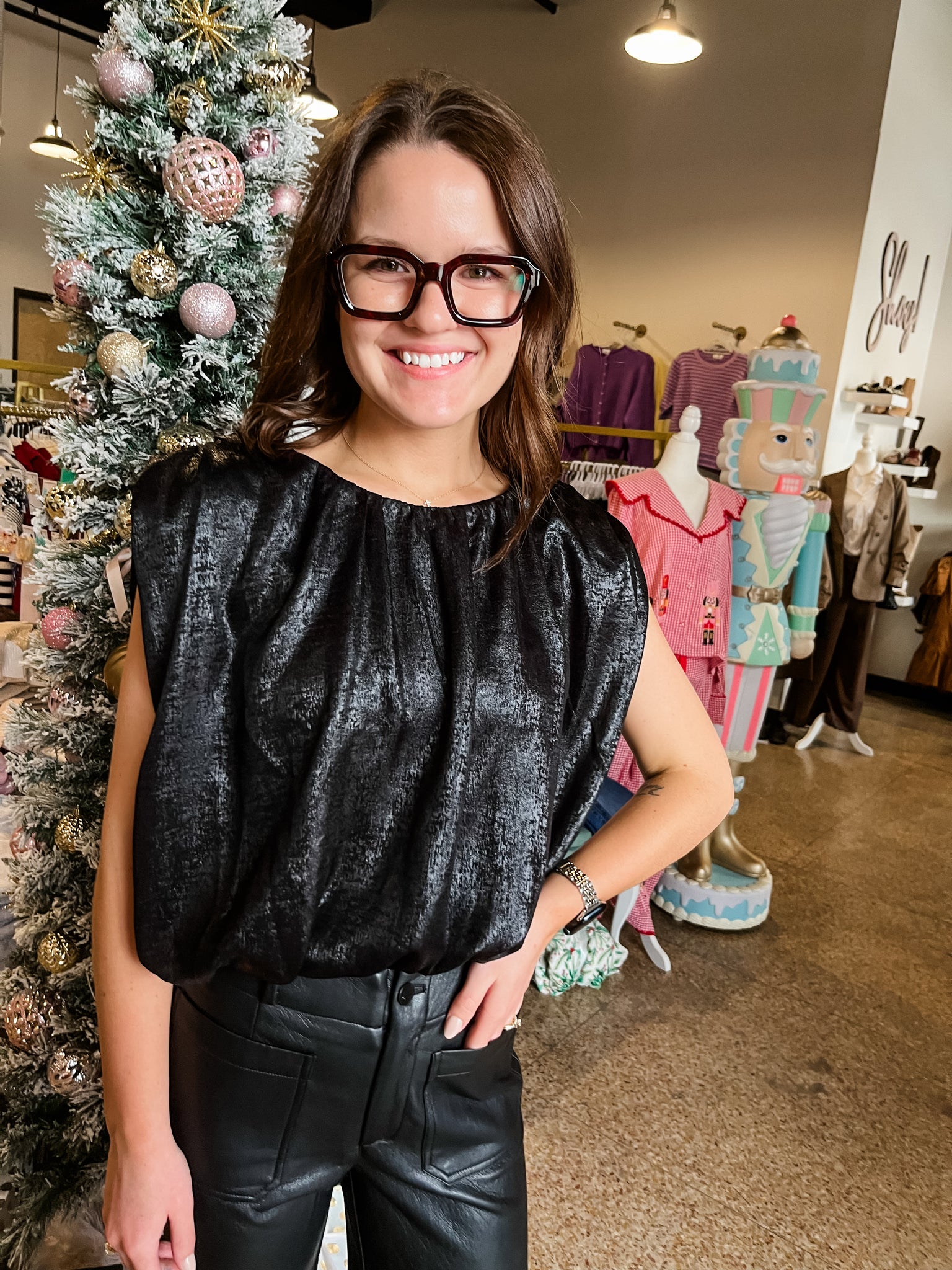 Solid Sleeveless Round Neck Night Out Top - Black-K. Ellis Boutique