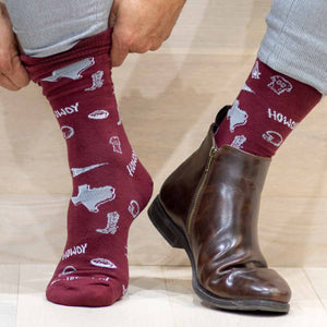 Men's Howdy Pride Socks- Maroon-K. Ellis Boutique
