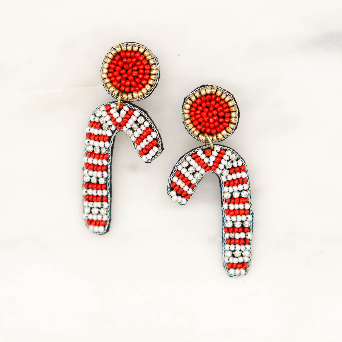 Candy Cane Beaded Earrings-K. Ellis Boutique
