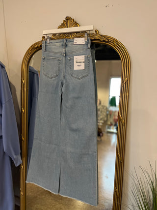 High Rise Raw Hem Wide Leg Denim- Vervet-FM Denim-K. Ellis Boutique