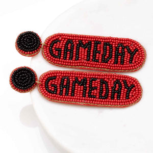 Game Day Beaded Earrings - Red/Black-K. Ellis Boutique