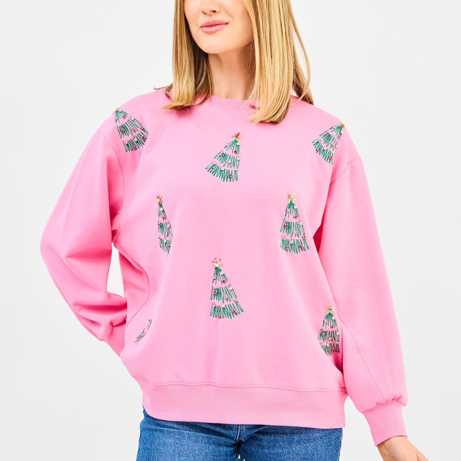 Sarah Green Trees Sweatshirt - Green Trees-K. Ellis Boutique