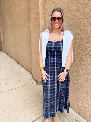Evermore Plaid Midi Dress