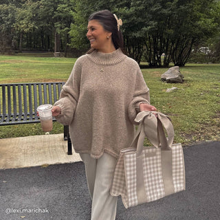 Case-Mate Latte Gingham Bow Jelly Tote Bag-handbag-K. Ellis Boutique