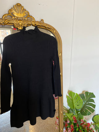 Nikita Mock Neck Mini Sweater Dress- Black-K. Ellis Boutique