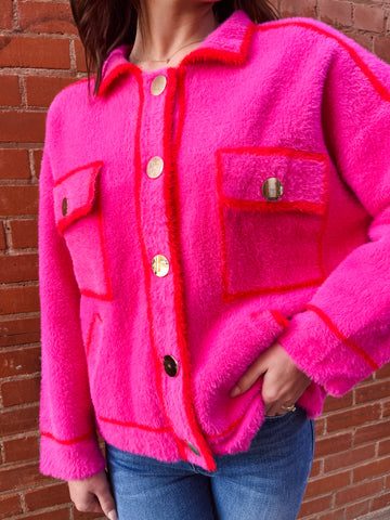 Menley Furry Contrast Jacket-K. Ellis Boutique