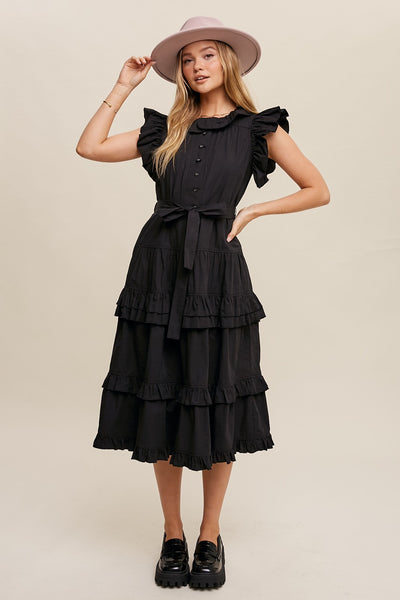 Loose Tiered Silhouette Maxi Dress - Black-K. Ellis Boutique