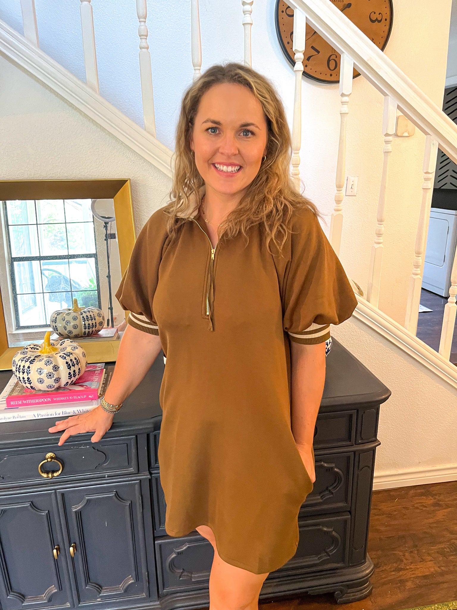 Solid Quarter Zip Mini- Olive-K. Ellis Boutique