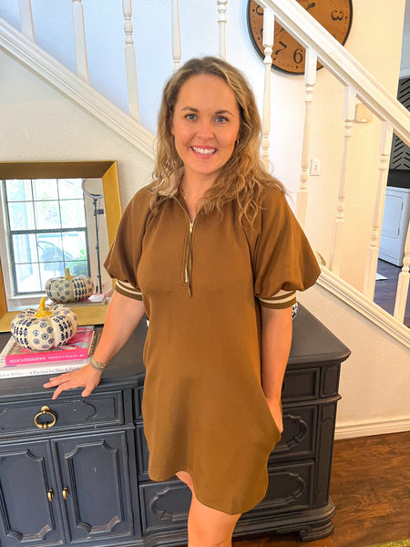 Solid Quarter Zip Mini- Olive-K. Ellis Boutique