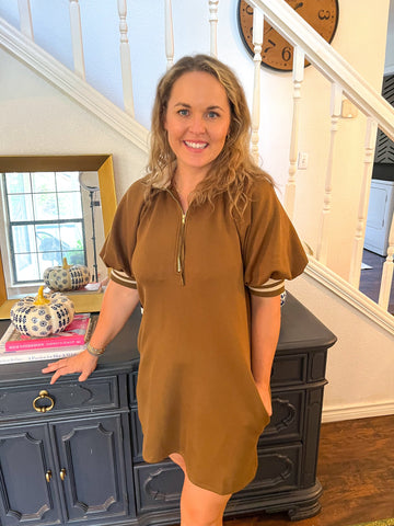 Solid Quarter Zip Mini- Olive-K. Ellis Boutique