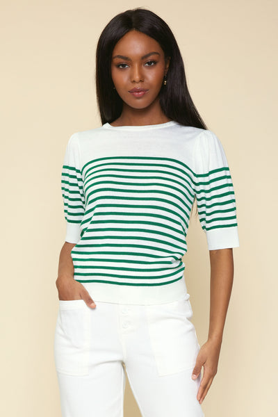 Knit Stripe Short Sleeve Top - Kelly Green-K. Ellis Boutique