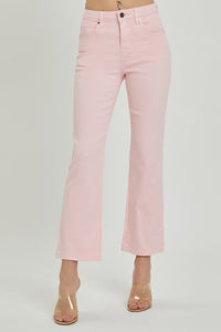 High Rise Distressed Straight Pants - Soft Pink-K. Ellis Boutique