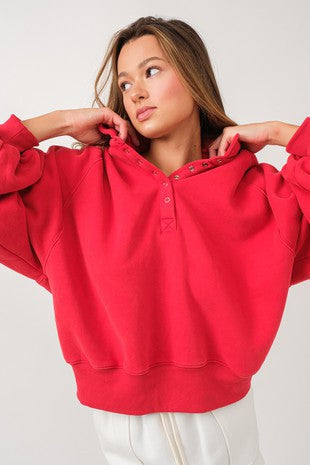 Piper Snap Button Collared Sweater- Red-K. Ellis Boutique