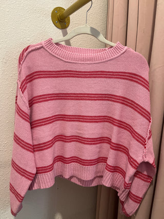 Lily Striped Sweater- Pink-K. Ellis Boutique