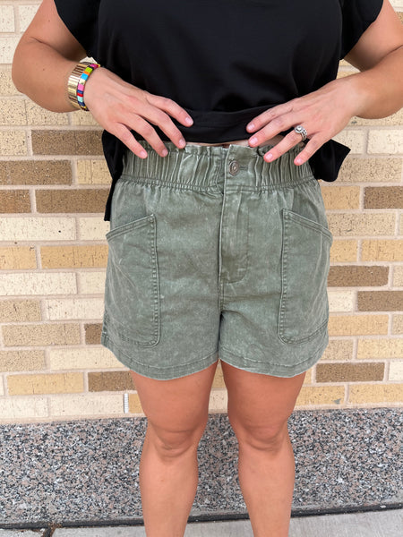 High Waisted Shorts - Army Green-K. Ellis Boutique